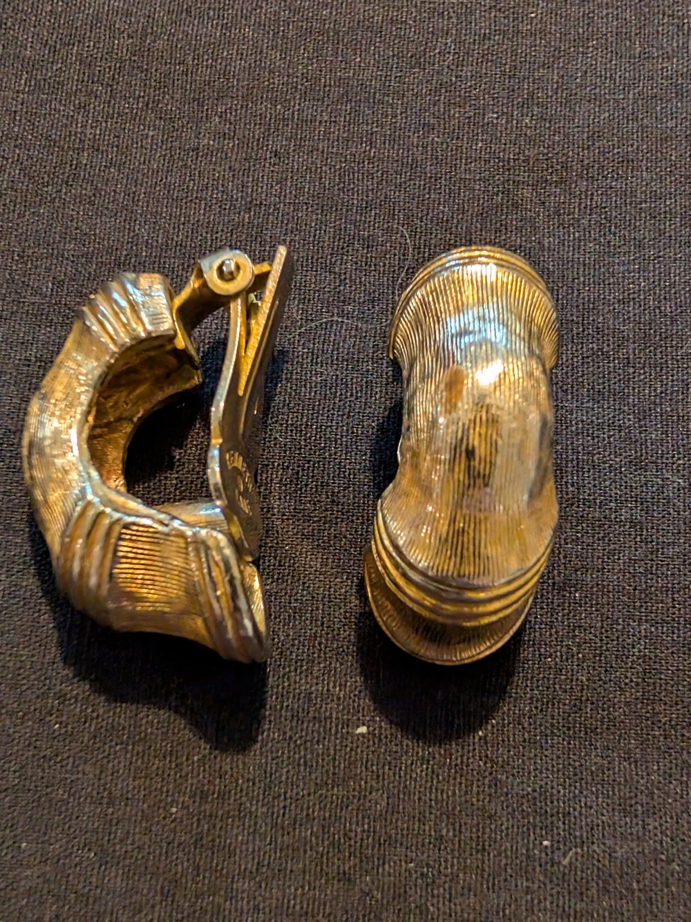 Kenneth Lane Vintage Gold-Tone Textured Clip-On Earrings
